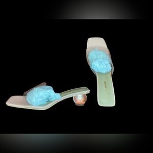 FashionNova Square Toe Clear Ball Heel Sandals